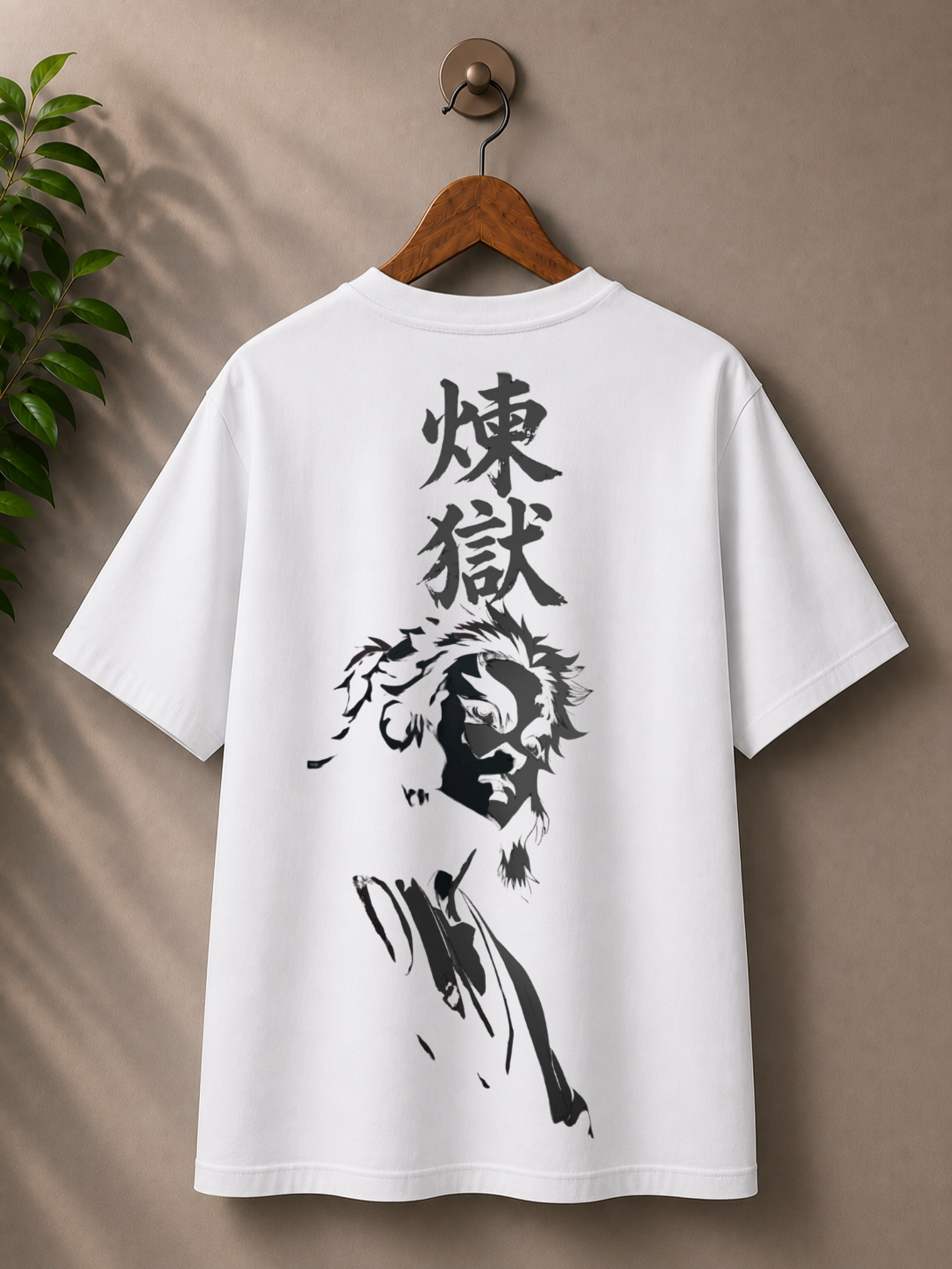 Inspired from Demon slayer, ‘ Rengoku’ monochrome, 100% cotton premium oversized T-shirt