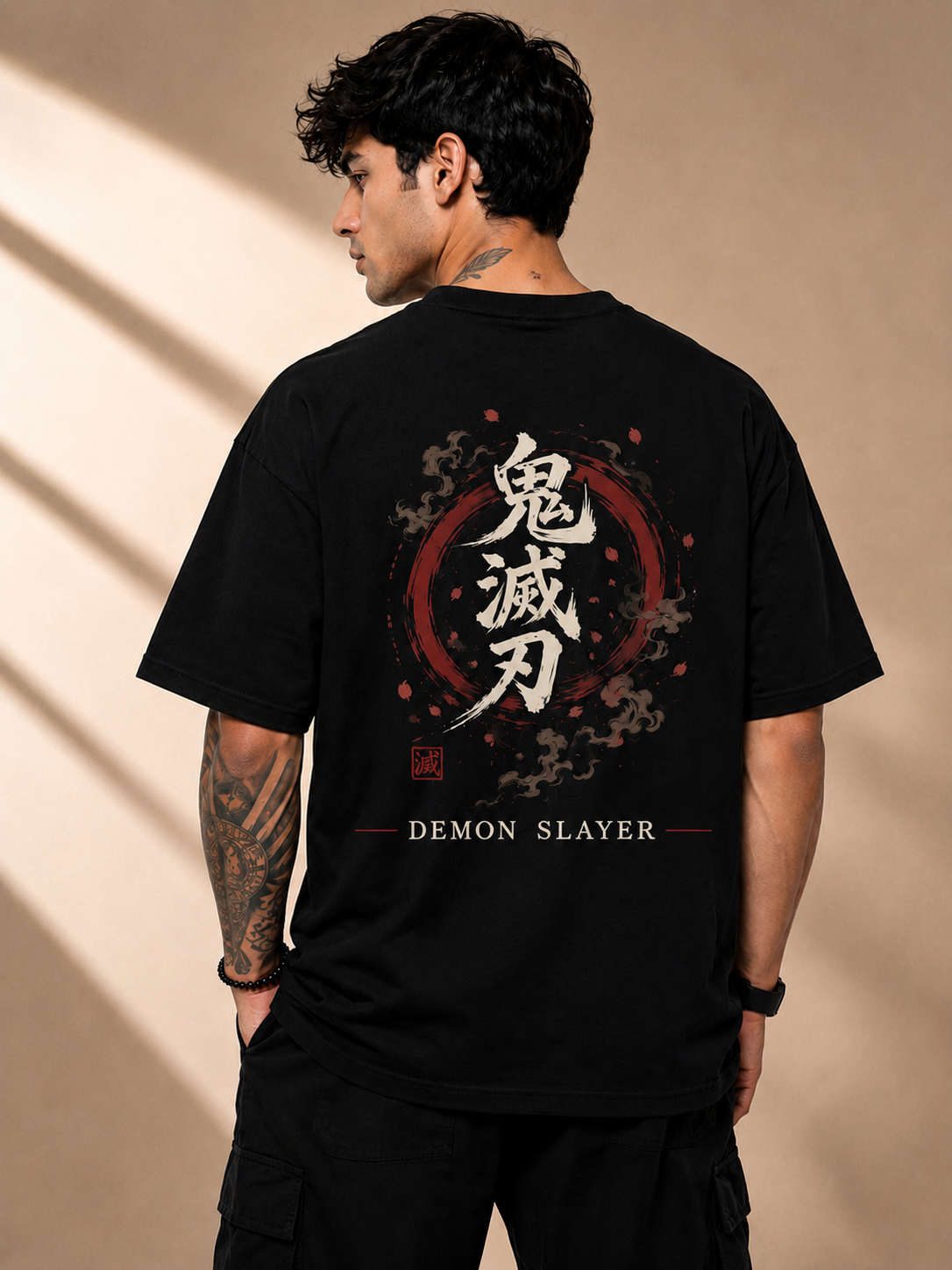 Men's Premium Black Oversized Printed T-Shirt – Giyu Tomioka | Demon Slayer Series