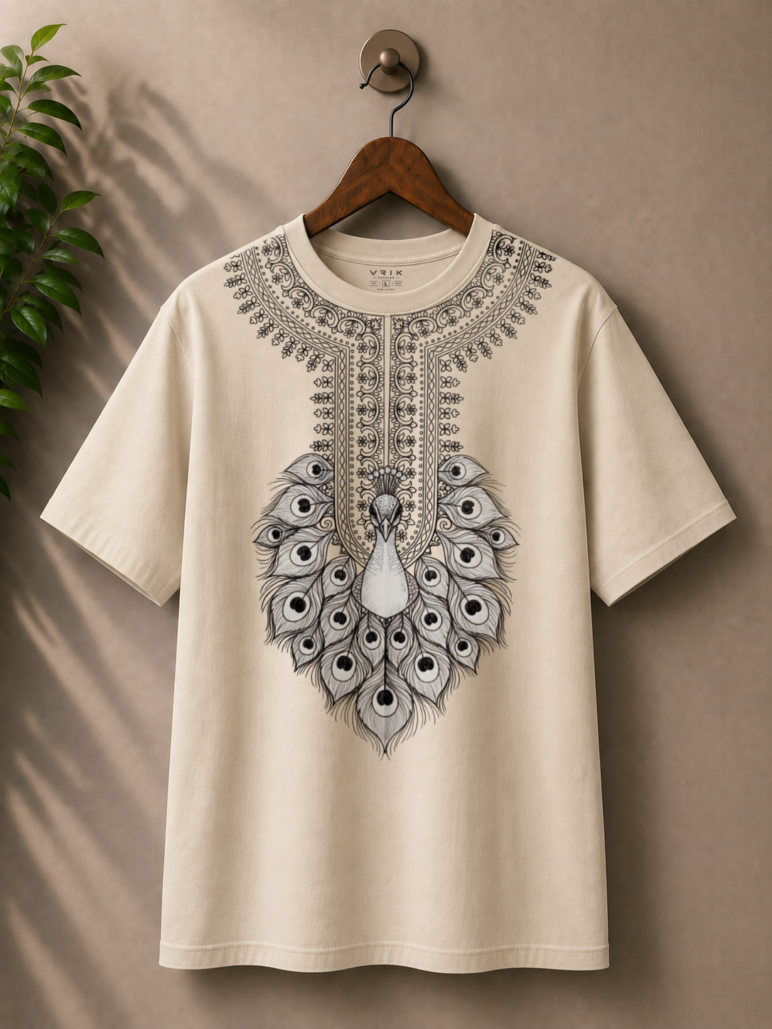 India folk art ‘mayur’ printed 100% cotton Tshirt