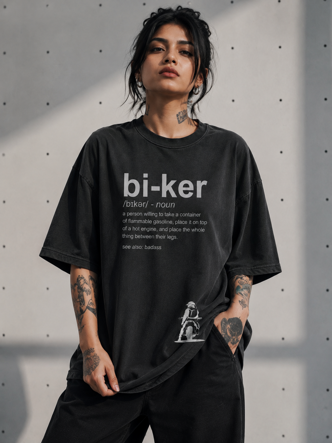 Bi-ker for bike lovers, 100% cotton premium fabric oversized printed T-shirt