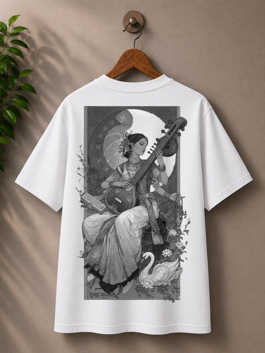 Indian folk art ‘saraswati’ printed 100% cotton Tshirt