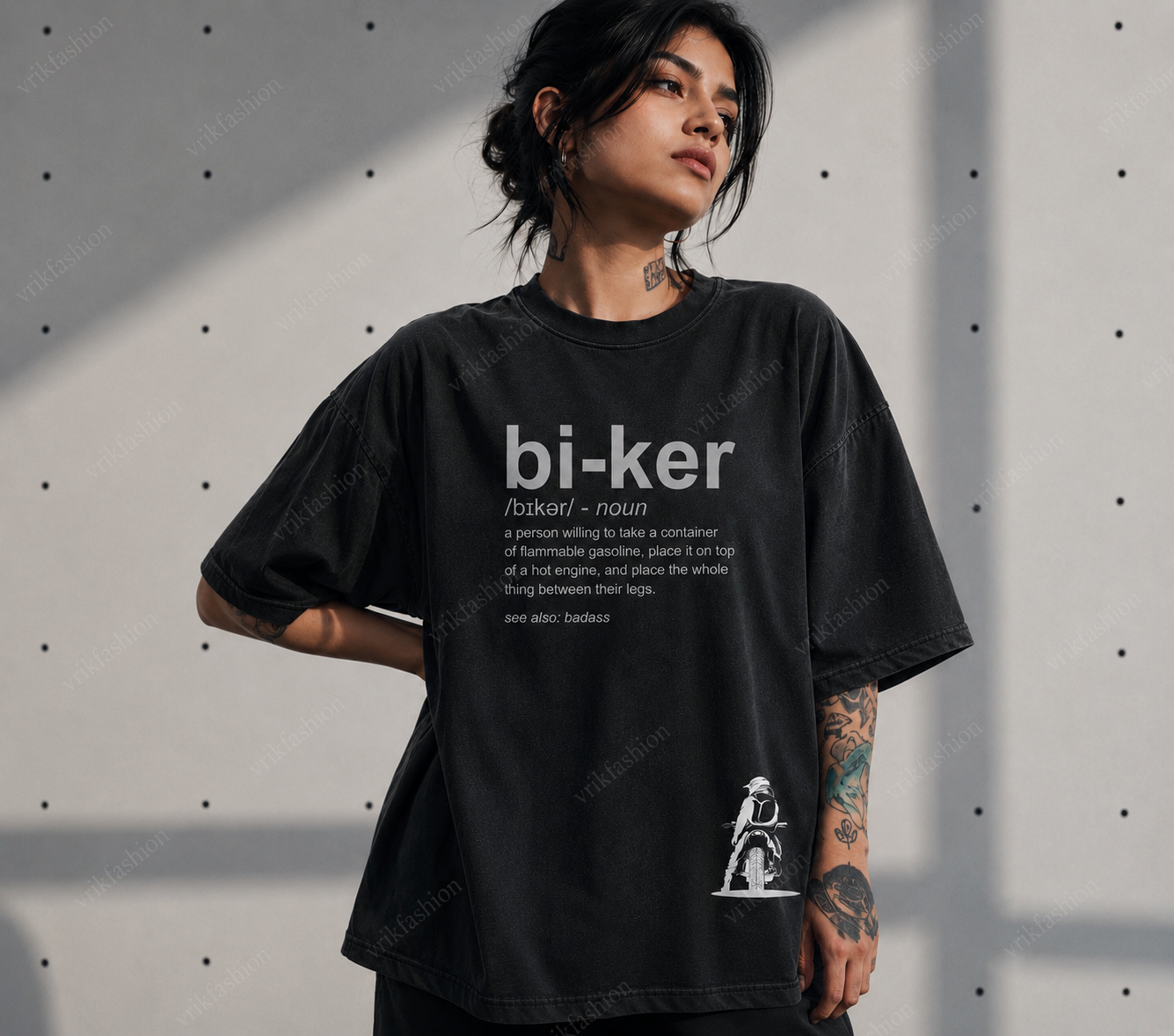 Bi-ker for bike lovers, 100% cotton premium fabric oversized printed T-shirt