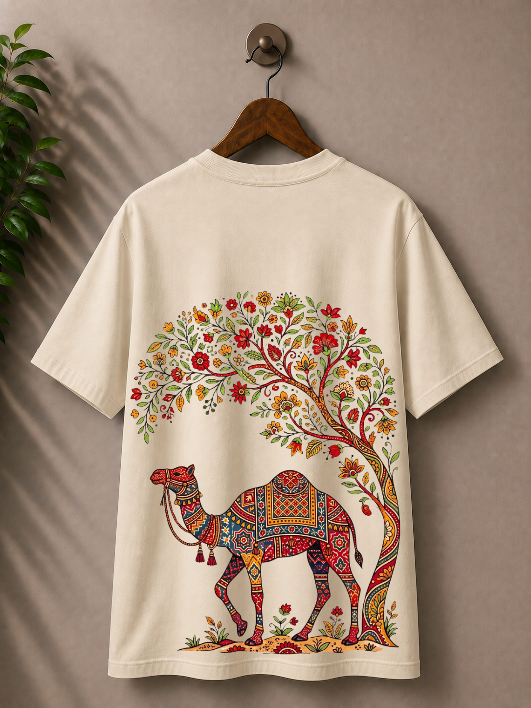 Indian folk art ‘camel’ printed 100% cotton Tshirt