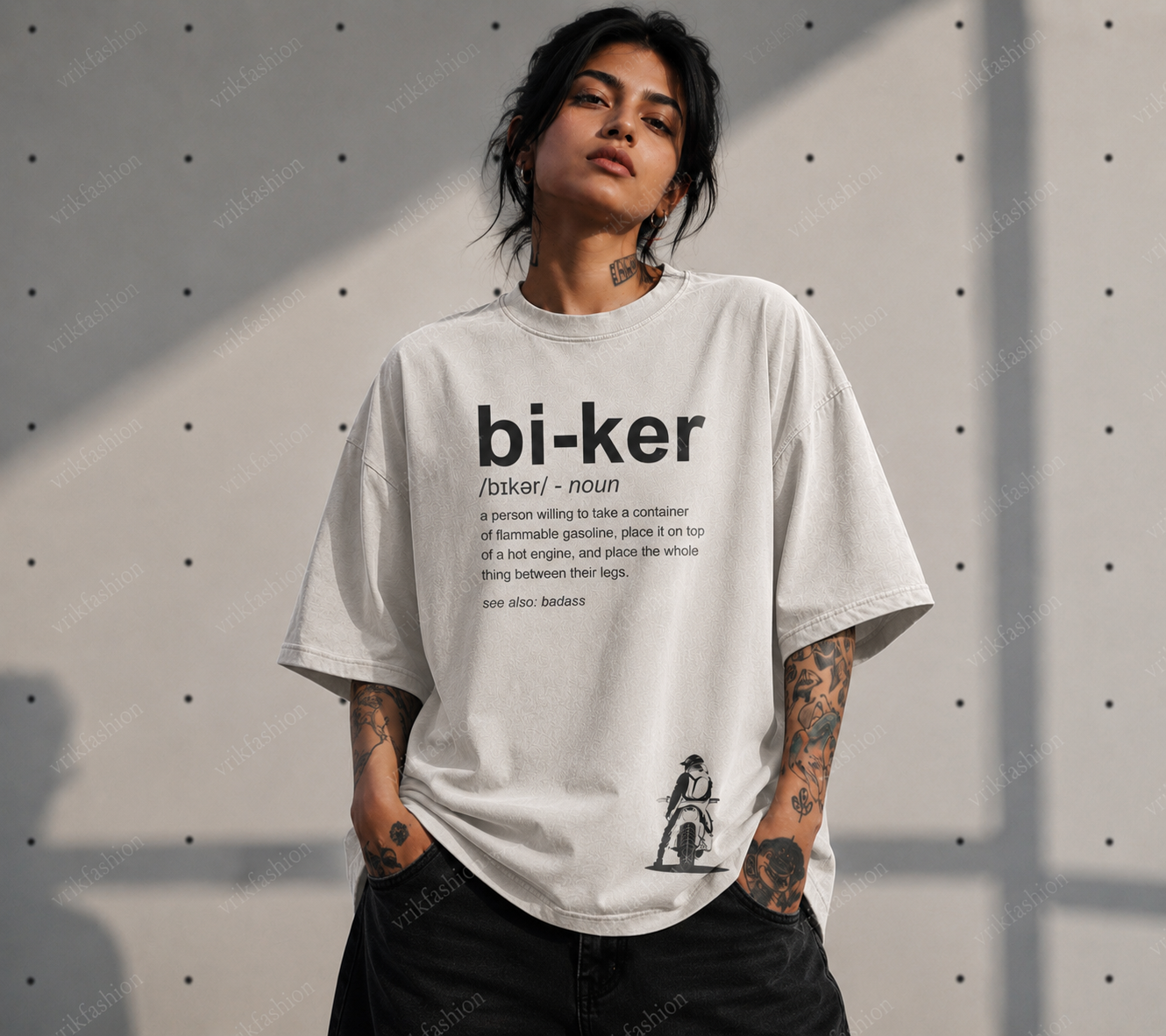 Bi-ker for bike lovers, 100% cotton premium fabric oversized printed T-shirt