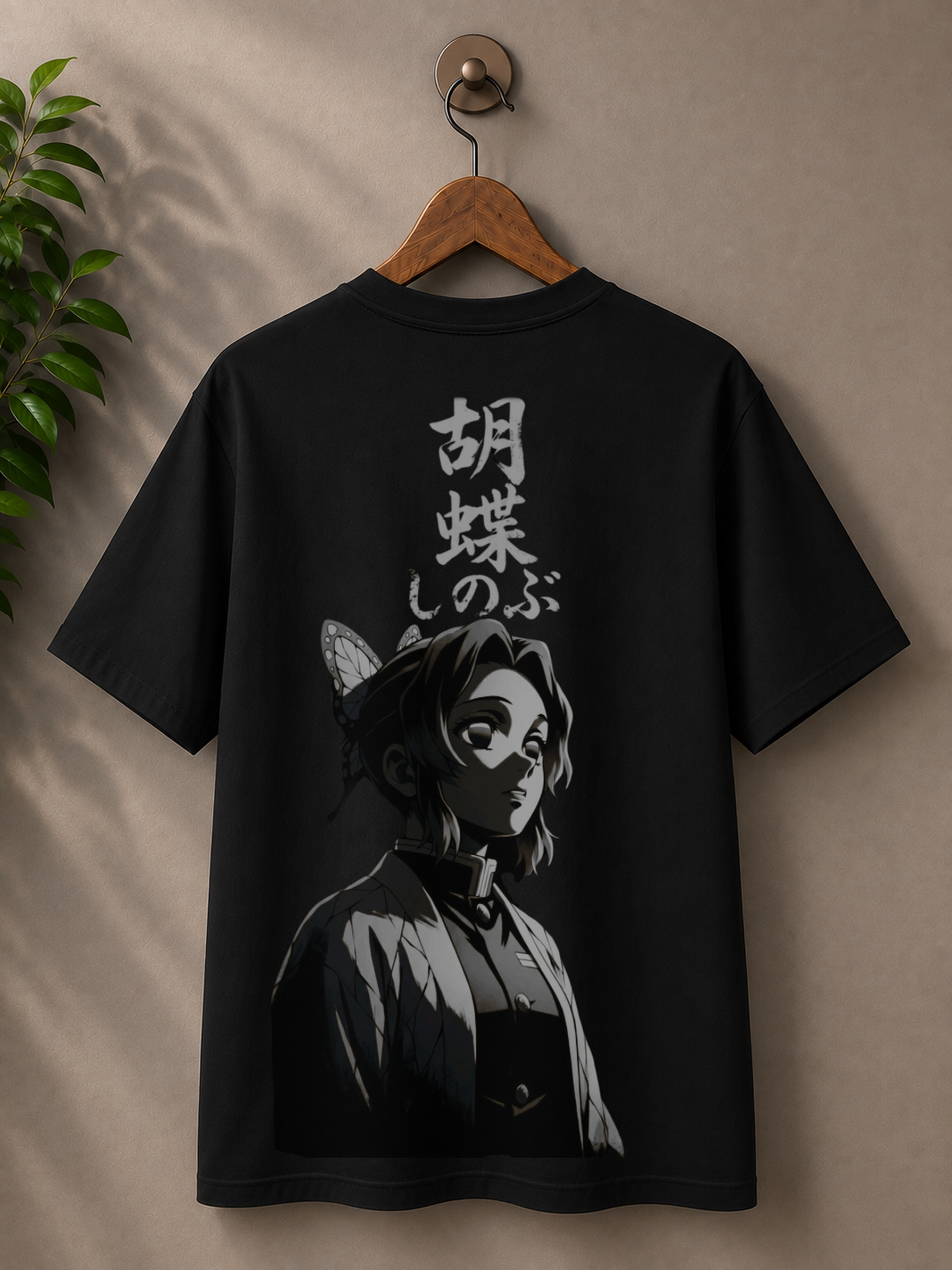 Inspired from Demon slayer, ‘ Shinobu’ monochrome, 100% cotton premium oversized T-shirt