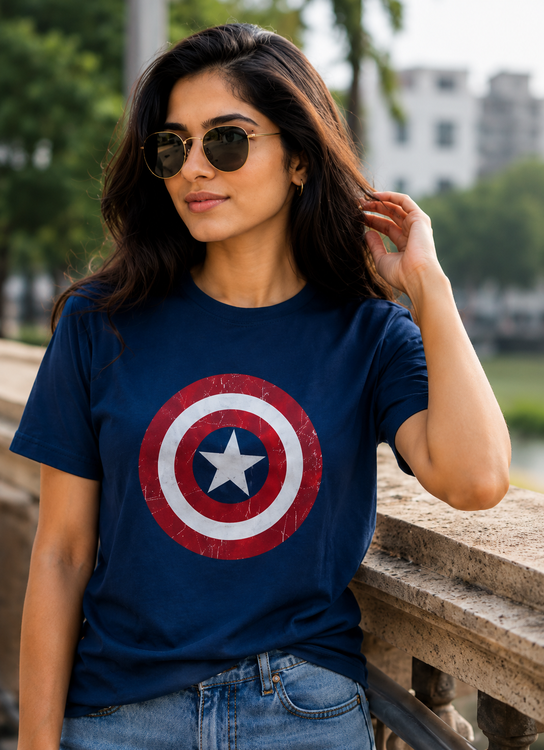 Casual Navy Blue 100% pure cottom Premium Short sleeve Printed Tshirt.