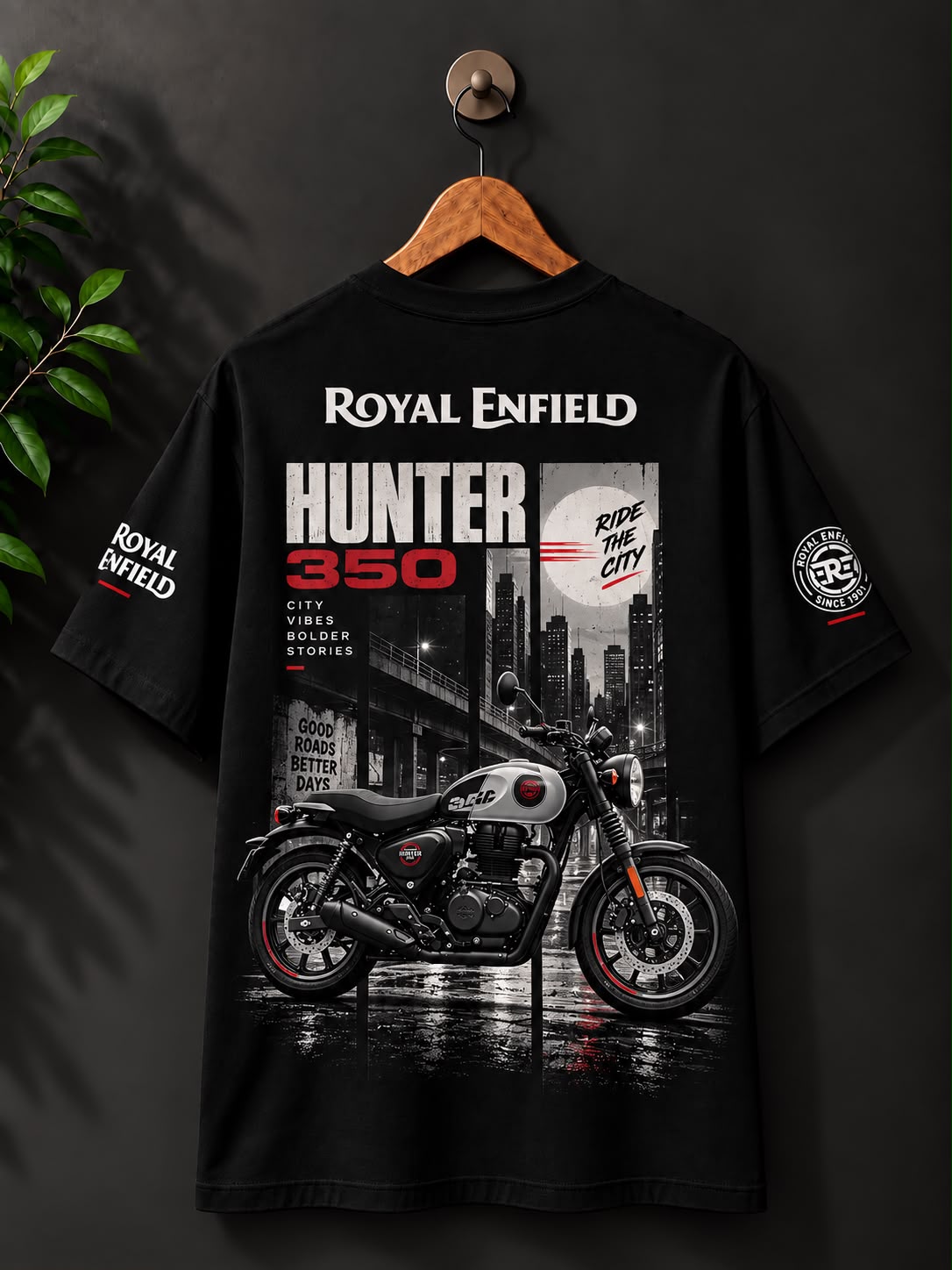 Royal Enfield Inspired 350 Hunter T-Shirt | Black | Regular & Oversized