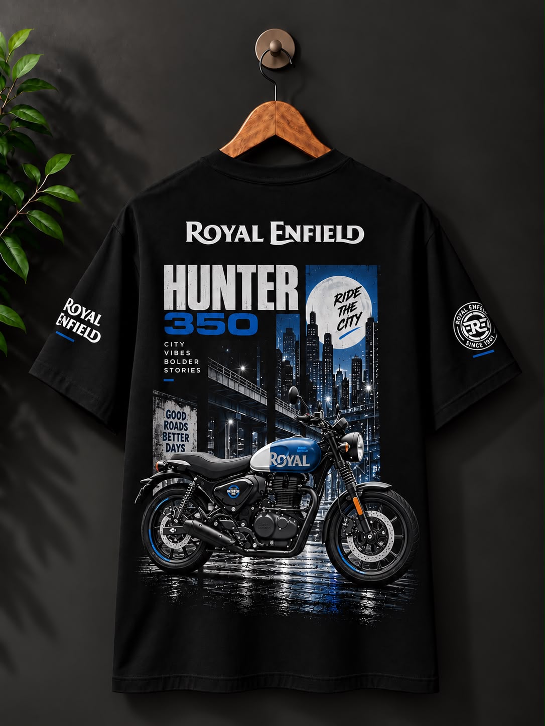 Royal Enfield Inspired 350 Hunter T-Shirt | Black | Regular & Oversized