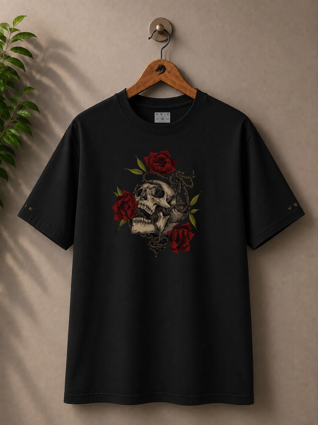 Vintage Skull Roses - Premium Regular Fit T-Shirt