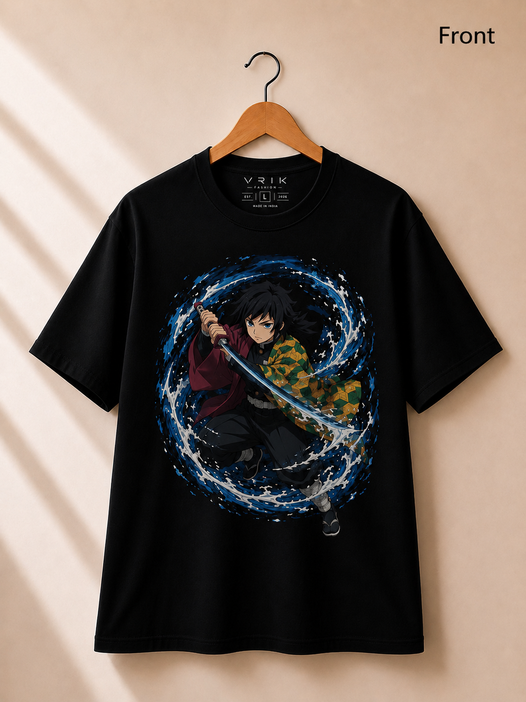 Men's Premium Black Oversized Printed T-Shirt – Giyu Tomioka | Demon Slayer Series