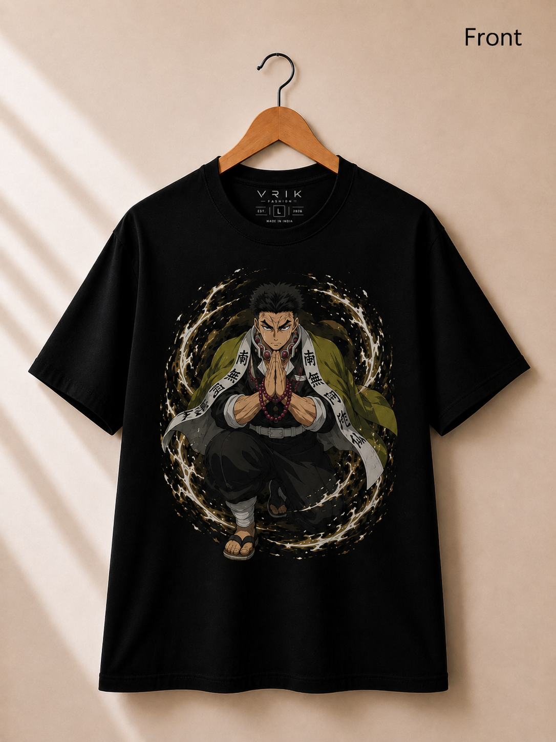 Men's Premium Black Oversized Printed T-Shirt – Gyomei Himejima | Demon Slayer Series