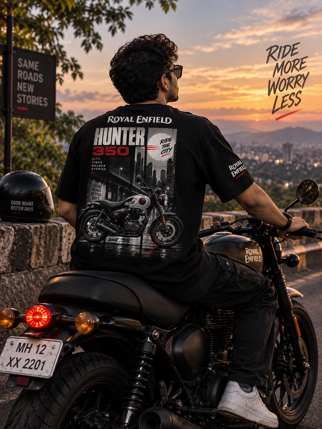 Royal Enfield Inspired 350 Hunter T-Shirt | Black | Regular & Oversized