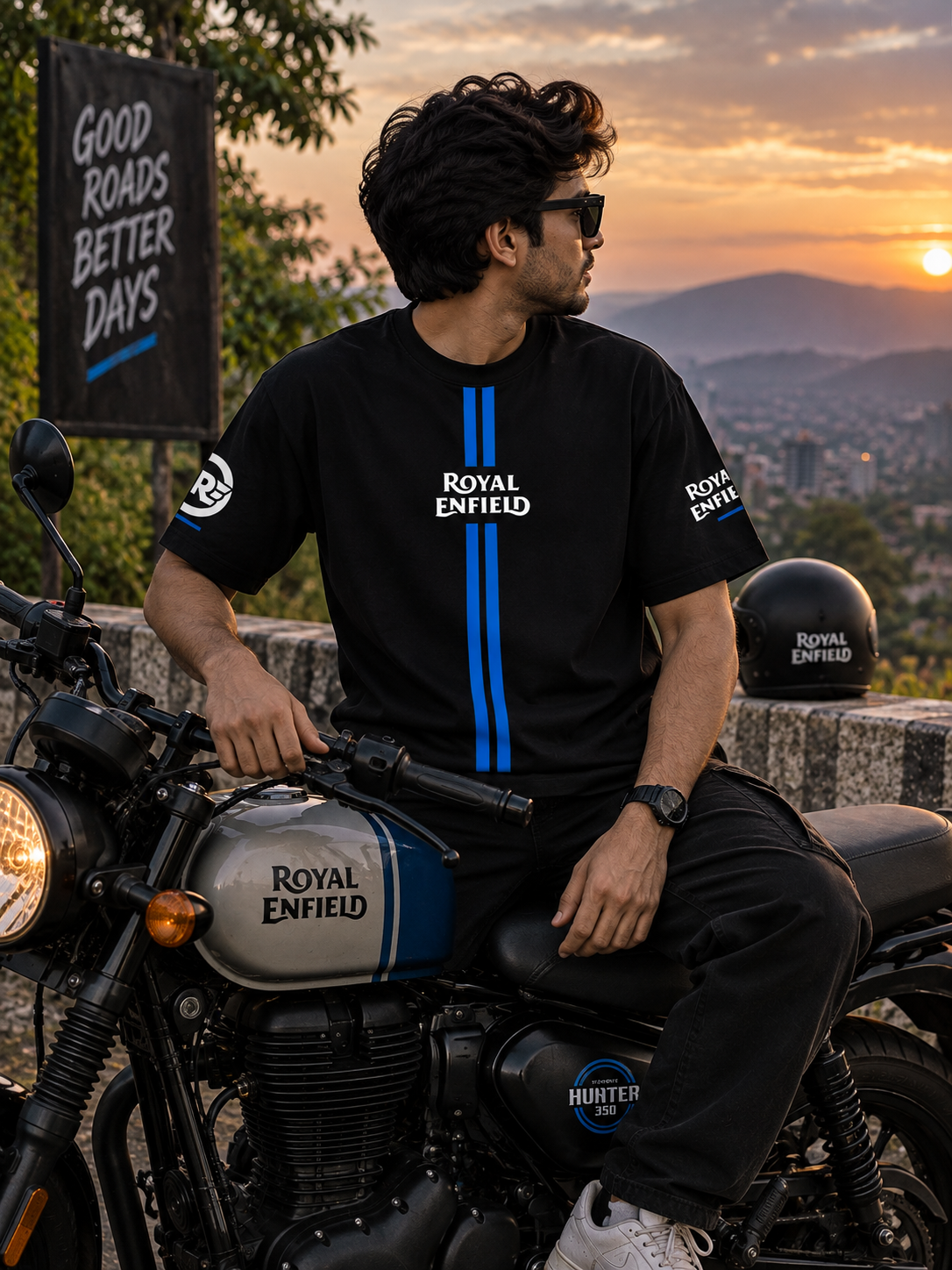Royal Enfield Inspired 350 Hunter T-Shirt | Black | Regular & Oversized