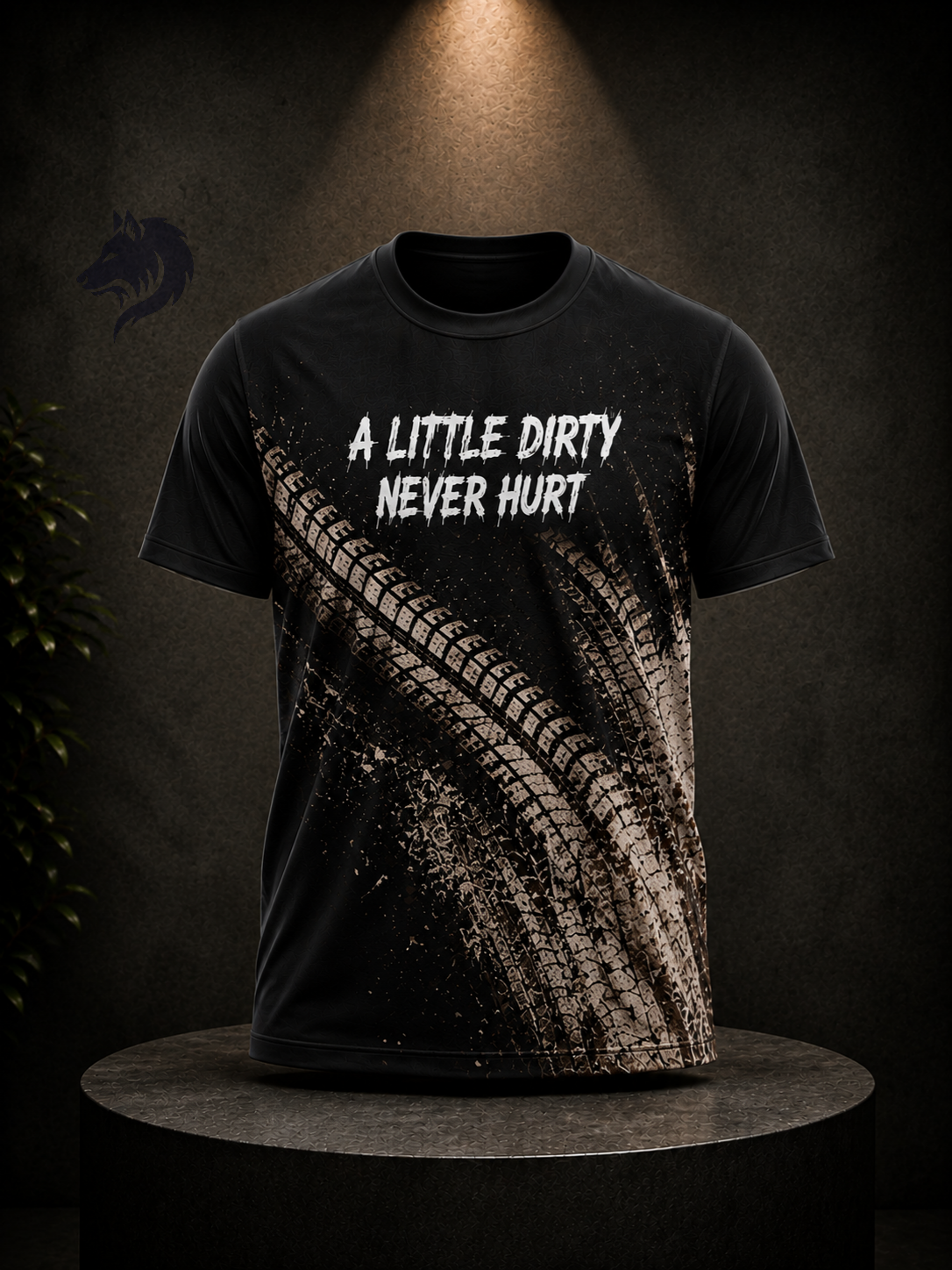 Car's tyre dirt mark, 100% cotton regular fit printed T shirt
