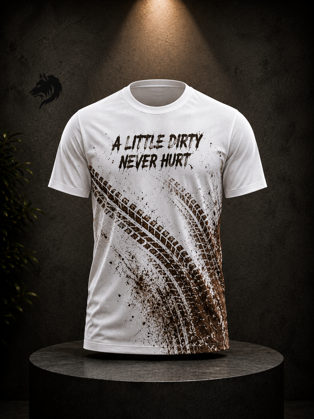 Car's tyre dirt mark, 100% cotton regular fit printed T shirt