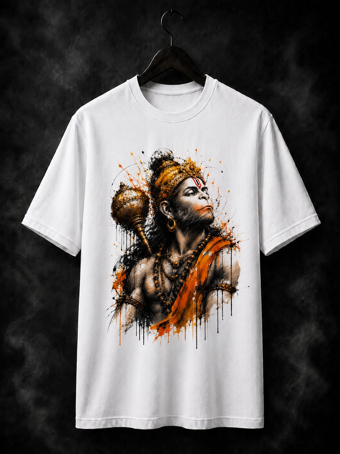 Lord Hanuman cotton blend regular fit printed T-shirt